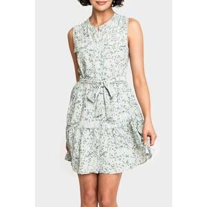 NEW GIBSONLOOK wildflower sleeveless belted tiered dress in misty blue floral